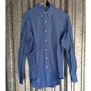 Ralph Lauren Classic Fit Shirt Men L Blue Plaid Chest Pocket No Pony Logo